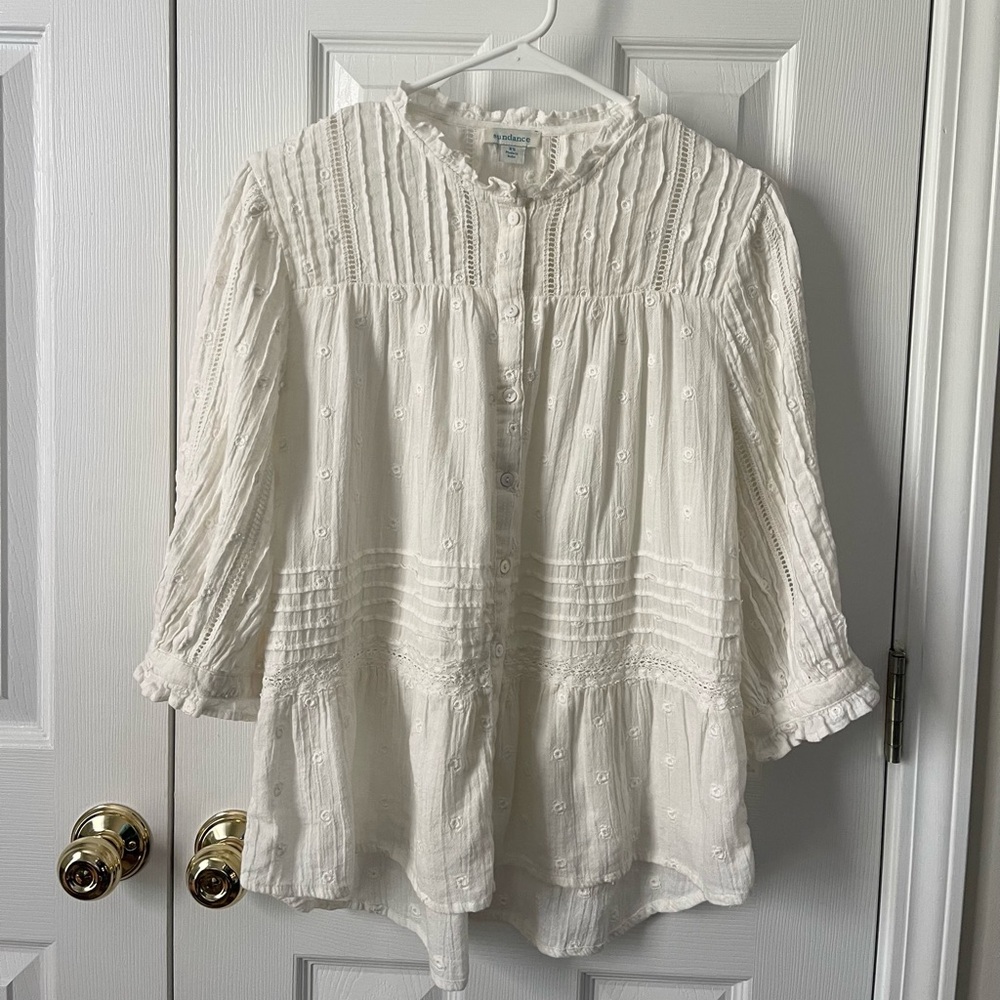 Sundance 100% Cotton Lace Crotchet Boho Tunic Top